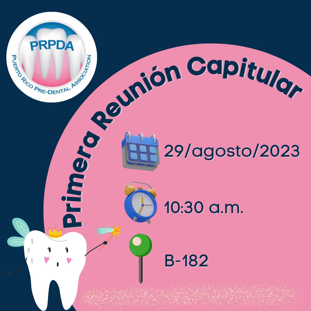 prpdaRUM's tweet photo. ¡Pre-dentales! Nuestra primera reunión capitular será el próximo martes, 29 de agosto, a las 10:30a.m. Esperamos verles allí. 🦷🐶

💚Tendremos sorteos💚 https://t.co/V1IZzhFd1K