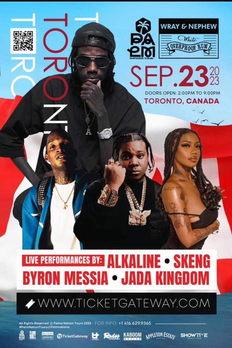 🇨🇦#CANADA’s LARGEST ONE DAY #DANCEHALLFESTIVAL

Come Experience Our New V.I.P Village and bottle service ticketgateway.com/event/view/pal…

#toronto #torontoconcerts #torontofestivals #canada #palmnations #palmnationstour #Dancehall #jadakingdom #alkaline #byronmessiah #skeng #Livemusic