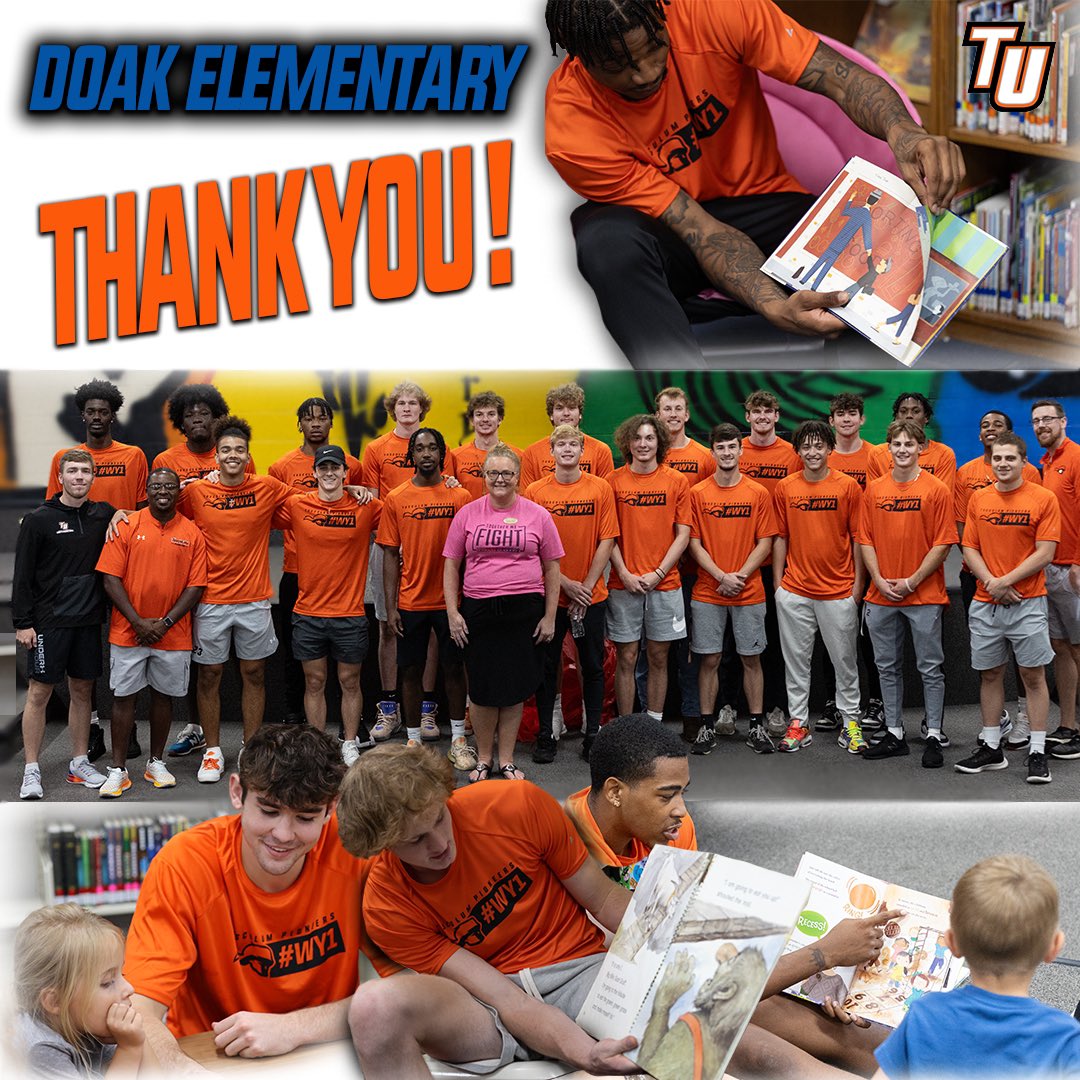 TusculumMBB's tweet photo. ⚫️🟠Give Back, the Pioneer Way 📖
#tu #doakelementary https://t.co/L7bcPMh6z0