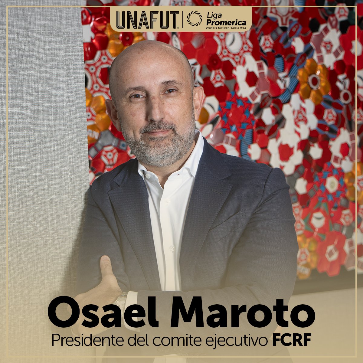 Felicitamos al señor Osael Maroto Martínez, quien fue elegido como nuevo presidente la Federación Costarricense de Fútbol.
De parte de UNAFUT le deseamos los mejores éxitos a él y al nuevo Comité Ejecutivo.