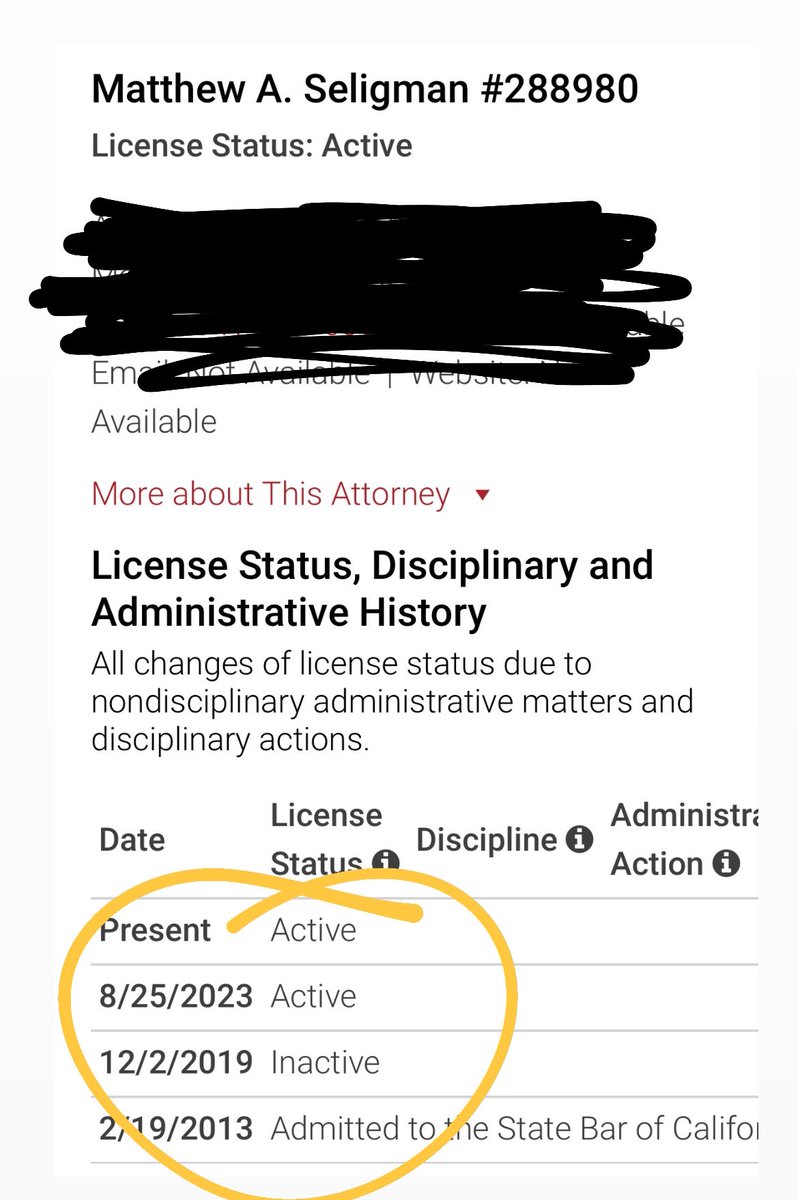 Wait a minute. California state bar website says the expert seeking to disbar John Eastman was only authorized to practice law as of today? Check the date. Active as if 8/25/2023. What exactly happened here?