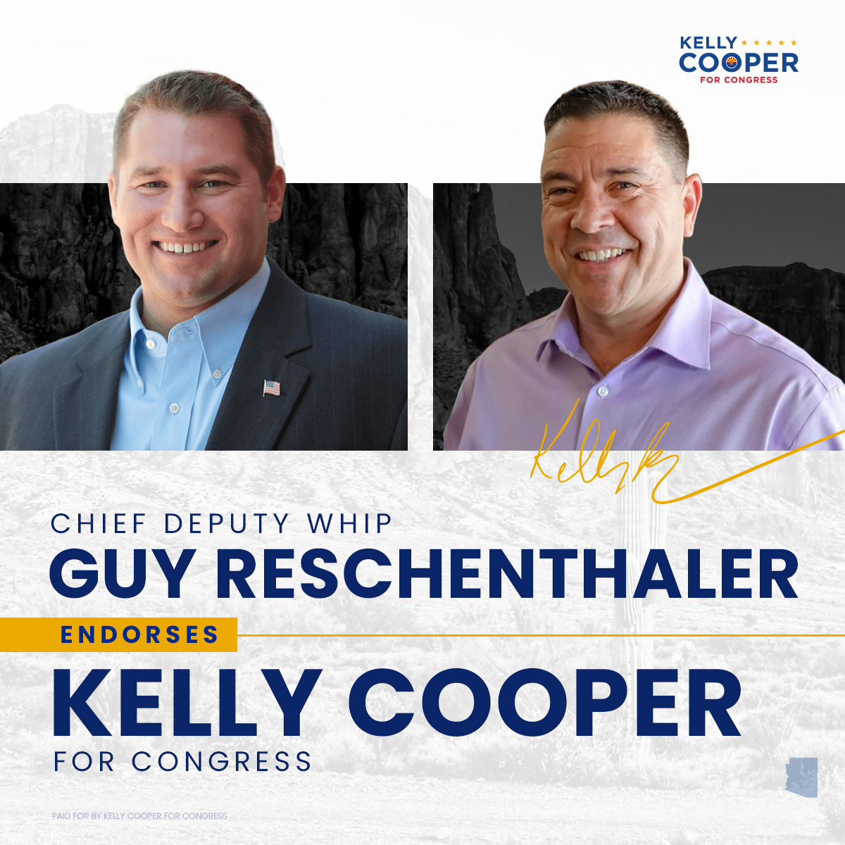 Special thank you to Pennsylvania Congressman and Chief Deputy Whip, Guy Reschenthaler, who has fully endorsed my campaign. Congressman Reschenthaler will join me in Arizona this Monday to campaign with me and advance our shared mission.