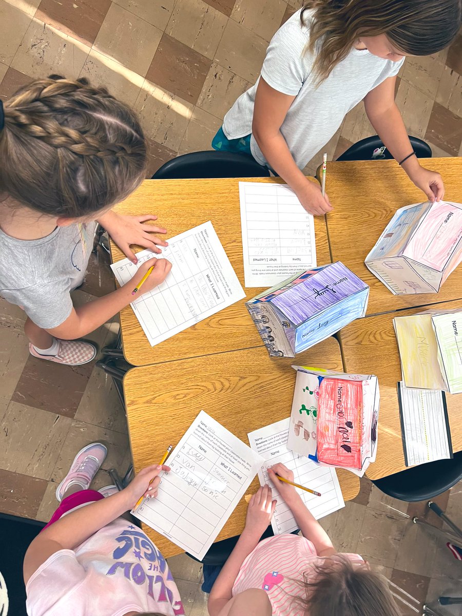 TeamLawrenceEFE's tweet photo. Today our class designed and built their own unique Big Orange Splot Houses! After the houses were complete, students did a gallery walk and wrote down one thing they learned about each person 🏡 thank you @carlyandadam for the great project! https://t.co/G70XHInOy1