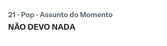 O fandom tá com tudo hoje... O gigante acordou! É que a gente sempre acorda quando houve um grito de liberdade... Ainda mais se é vindo da mamãe <a href="/WanessaCamargo/">Wanessa Camargo</a>  NÃO DEVO NADA
#FaClubeW 

Assistam ao clipe novo aqui: bit.ly/WanessaCamargo…

<a href="/EquipeWanessa/">Equipe Wanessa Camargo</a> <a href="/chartswanessa/">Central Wanessa Charts</a>