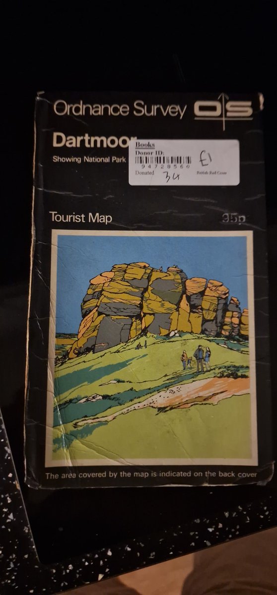 Found this old Dartmoor OS map in a charity shop in Wales. It has no year of publishing on it, but based on some of the content I suspect it's about 1980. It's single-sided, so I was going to put it on the wall, but unfortunately it smells strongly of smoke. #Dartmoor