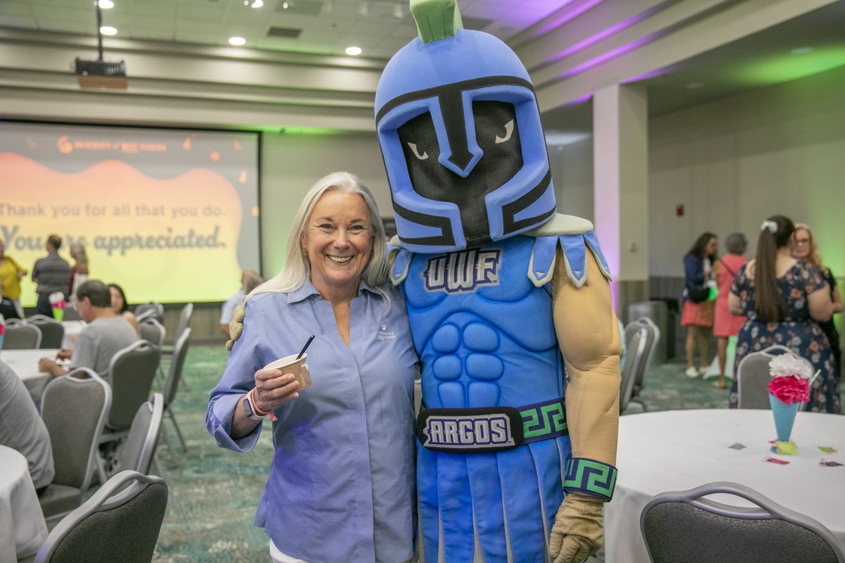 DrMDSaunders's tweet photo. Thrilled to welcome back our #UWF faculty and staff as we launch into a promising new school year. Here's to a scoop of camaraderie and a sprinkle of success!🍨

#GoArgos #UWFPres https://t.co/EXTkClssn7