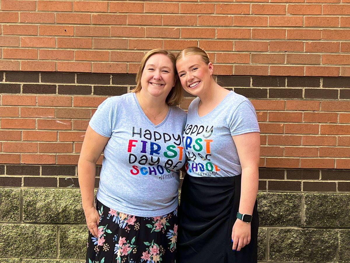 Feeling grateful to start another year with my rockstar teaching partner @mrs_leff by my side!!! Let’s do this 23/24 💙💛 #5thgradebestgrade #stallionstrong #dg58pride @IndianTrailDG58