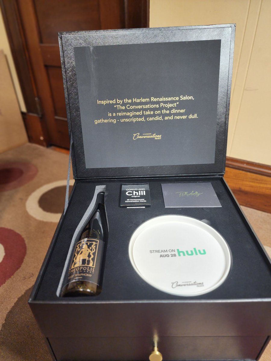 DavarianBaldwin's tweet photo. Much love to @andscape for this luscious box as we get ready to premiere #TheConversationProject on @hulu August 28th.
Really excited for everyone to see this remix on the Harlem Renaissance salon... https://t.co/9mVPzursPD