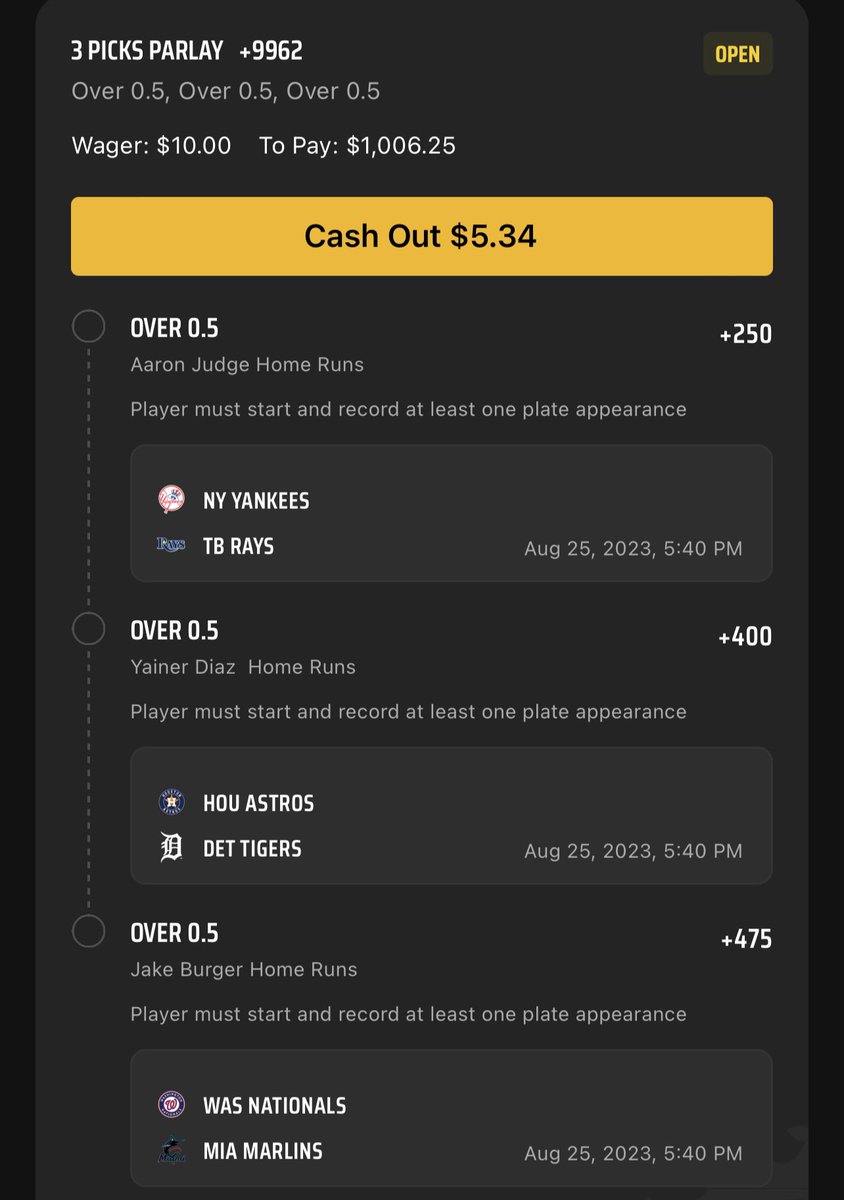 dj_rozaytpc's tweet photo. I normally donโt do homeruns but Iโm feeling these dudes today ๐#GamblingTwitter #GoYardorGoHome https://t.co/o1vg2Go379