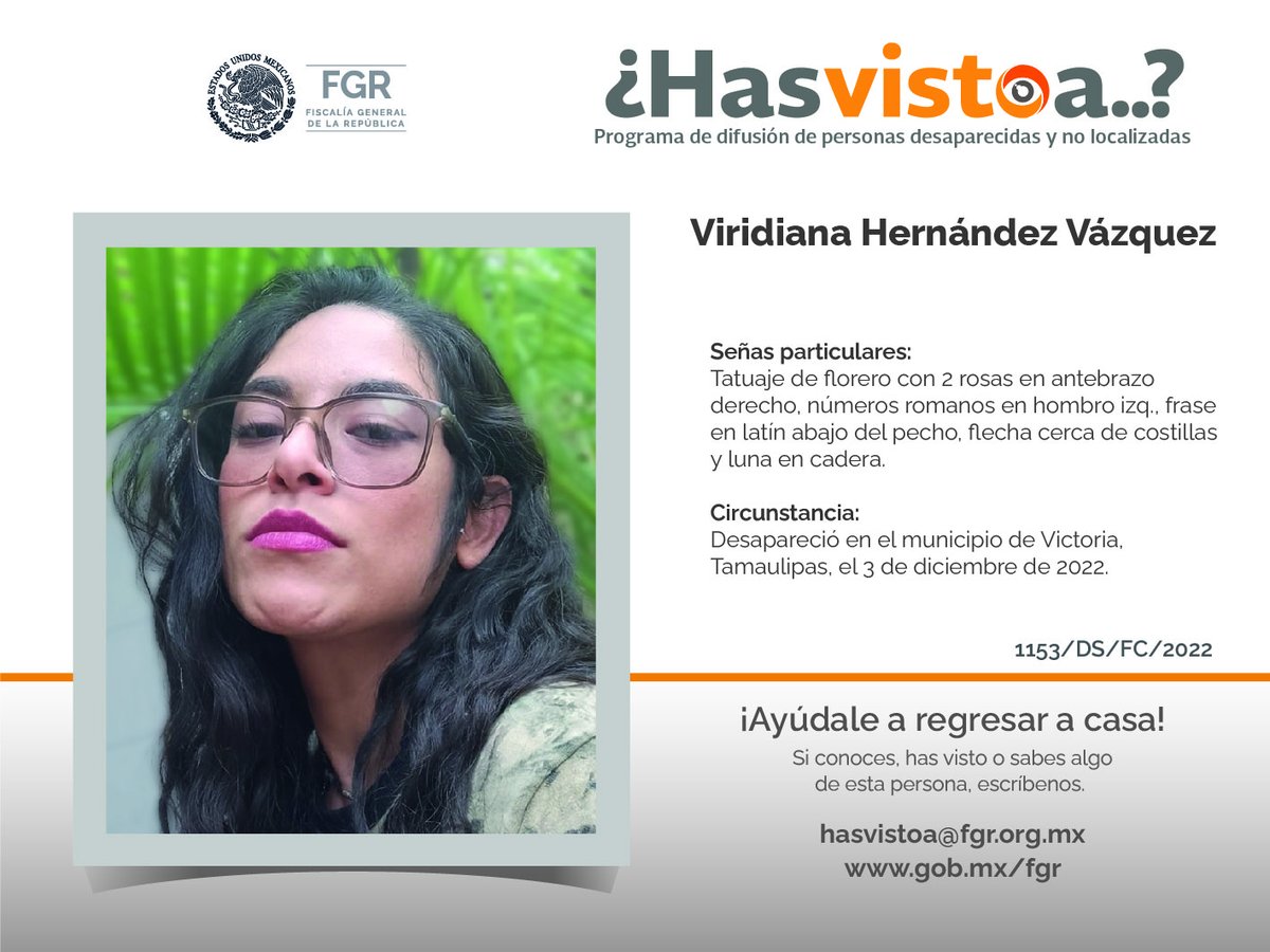 #Comparte, alguien puede tener algún dato que ayude a encontrarle o si conoces, #HasVistoA escribe al correo hasvistoa@pgr.gob.mx ¡Somos personas ayudando a otras personas! Visita: cedac.fgr.org.mx/HASVISTOA/ #desaparecidos #Desaparecidas #HastaEncontrarte #México @FGRMexico