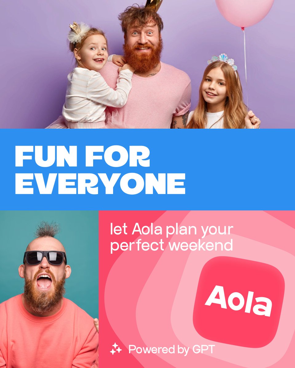 Aola_app's tweet photo. Having trouble deciding what to do in NYC with your whole family? 👨‍👩‍👧‍👦 Let #Aola be your personal assistant and help find the perfect activity for everyone! 🤩 #DiscoverYourCity #FamilyFun #NYC 🗽 https://t.co/JAYBbPruyM