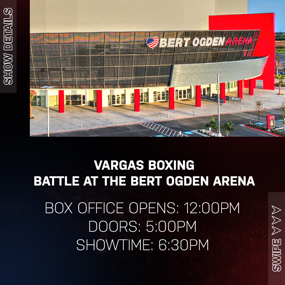 BertOgdenArena_'s tweet image. Know Before You Go: Vargas Dynasty-Premiere Boxing‼

🚨Expect traffic delays: Make sure to arrive early, or carpool, to avoid traffic.

Match tickets are still available!
🎟 Link in Bio
🎟 Box Office: 10am-6pm

🔺Please check out our clear bag policy 🔺
#BertOgdenArena #powerbox
