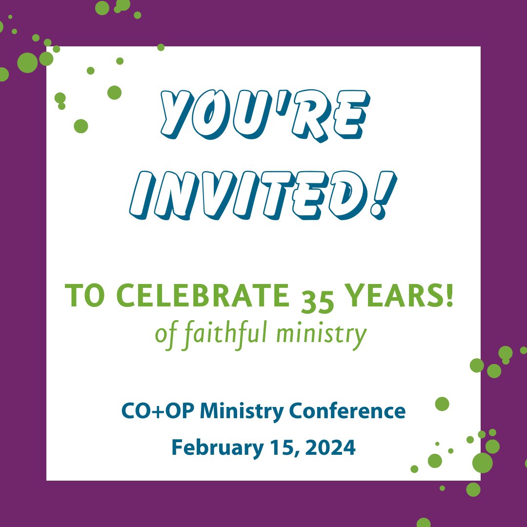 TheChurchCOOP's tweet photo. Join us as we celebrate 35 years of Learning, Serving, and Saving at the CO+OP Ministry Conference!
February 15, 2024, at Champion Forest Baptist Church!
(Registration for the conference opens November 1)
#CMC2024Transform https://t.co/4SqeRw90ZW