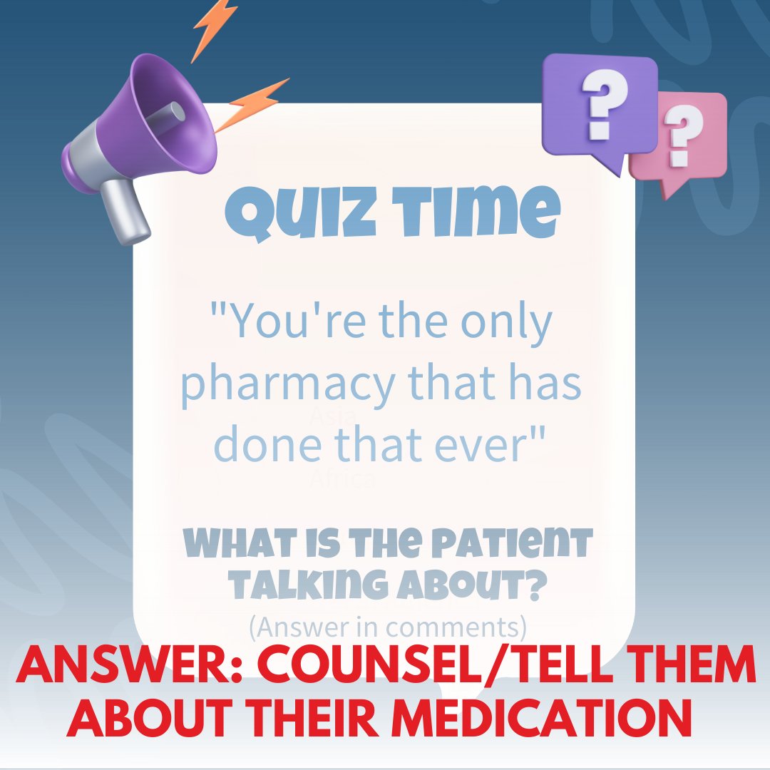 Blueberry_Rx's tweet photo. Some good answers came in - the real answer is: counsel/tell the patient about their medication. Their exact quote, "You're the only pharmacy that has ever done that. I go to CVS for my dad and Giant Eagle Pharmacy for my mom and nobody has ever done that."
#WelcometoDifferent https://t.co/onnGACG0W6