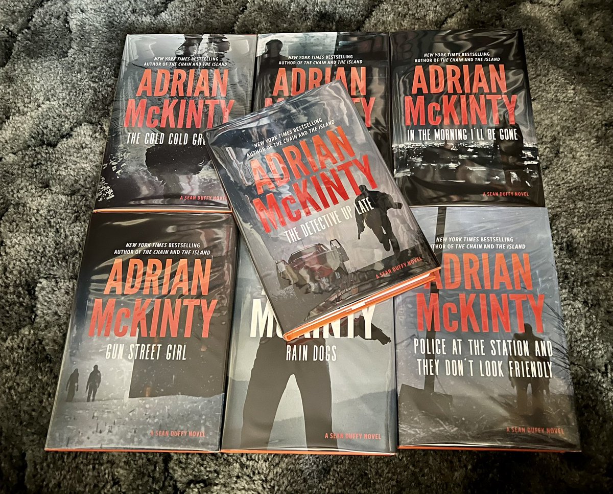 I got my signed copy of The Detective Up Late from <a href="/poisonedpen/">ivryff</a> and I just noticed that Rain Dogs is the only book where your name is in white? Any idea why? <a href="/adrianmckinty/">Adrian McKinty</a> <a href="/BlackstoneAudio/">Blackstone Publishing</a>
