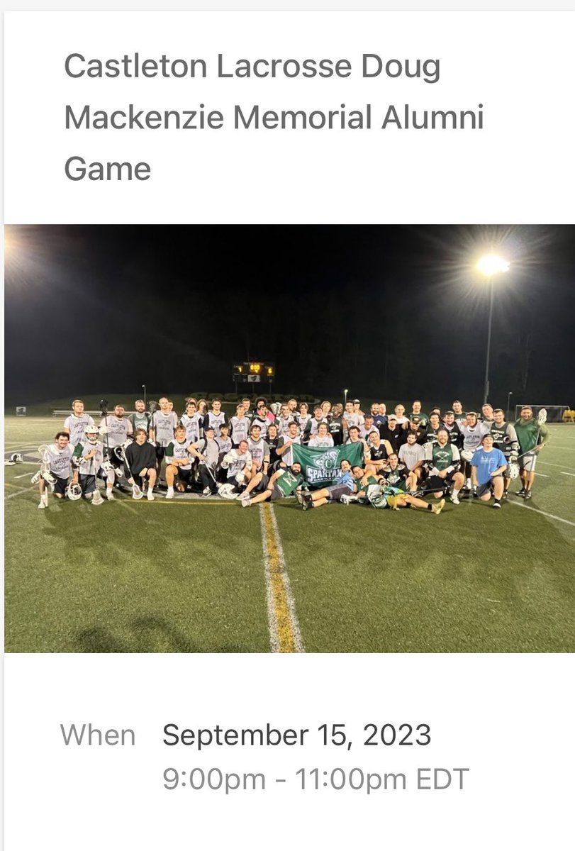 CastletonMLax's tweet image. Since a lot of people have been asking…. YES the alumni is happening! 

See you there!