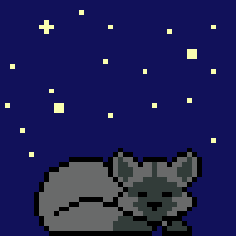 LunarSilverFox's tweet photo. A peaceful #Late night for @Pixel_Dailies 
Sleeping should not be underestimated, a lot of you including your cognition depends on it! 
#pixel_dailies #pixelart #furry https://t.co/JXdIChG4ml