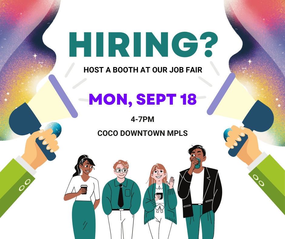 Looking for top MN tech talent? Last year we had over 400 attendees at our job fair during Twin Cities Startup Week.

Fill out this intake form to reserve a booth at this year's job fair on Monday, September 18 from 4-6pm at Coco Downtown Minneapolis

forms.gle/Kay1kKjAsDLrLr…
