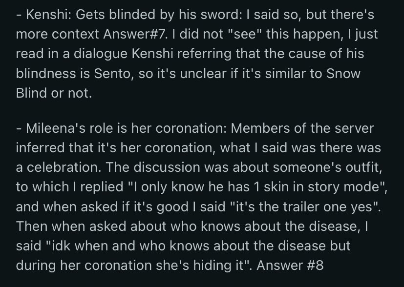 Omg so Mileena doesn’t blind Kenshi, and Mileena’s role is her coronation oh we are eating 🤭