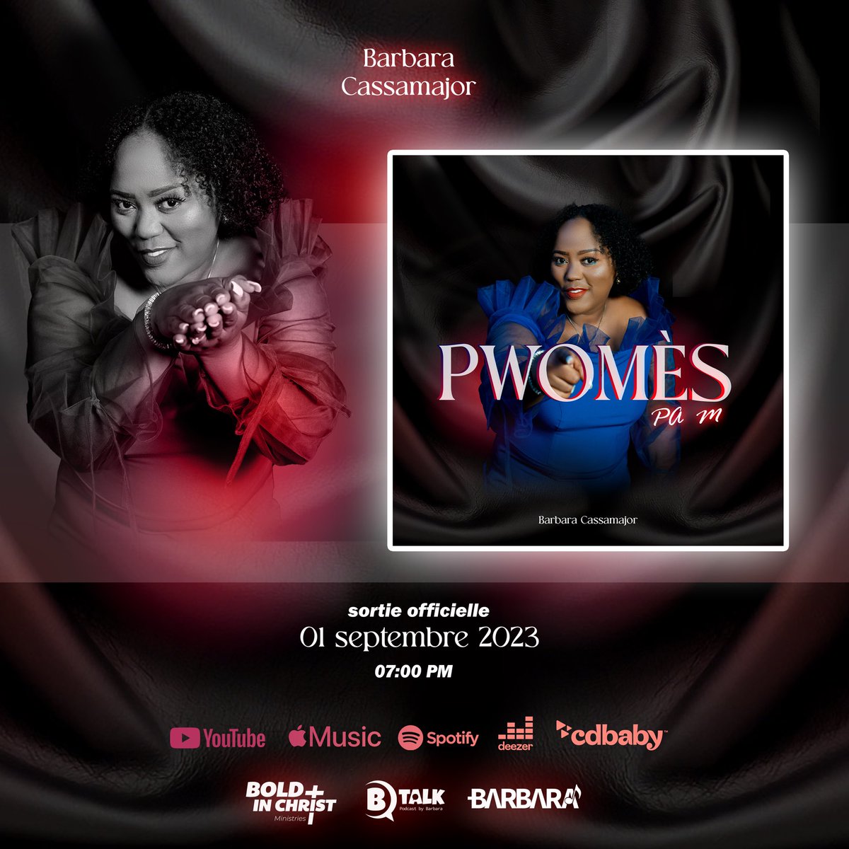 Barbaracassa's tweet image. #pwomèspam 
#mwengenyonpwomèsoutètmwen 
1er Septembre 2023
7:00 p.m
#salilproduction 
Abòne ak chanèl Yourube la epi suiv mwen sou tout platfòm yo pou rete konekte.