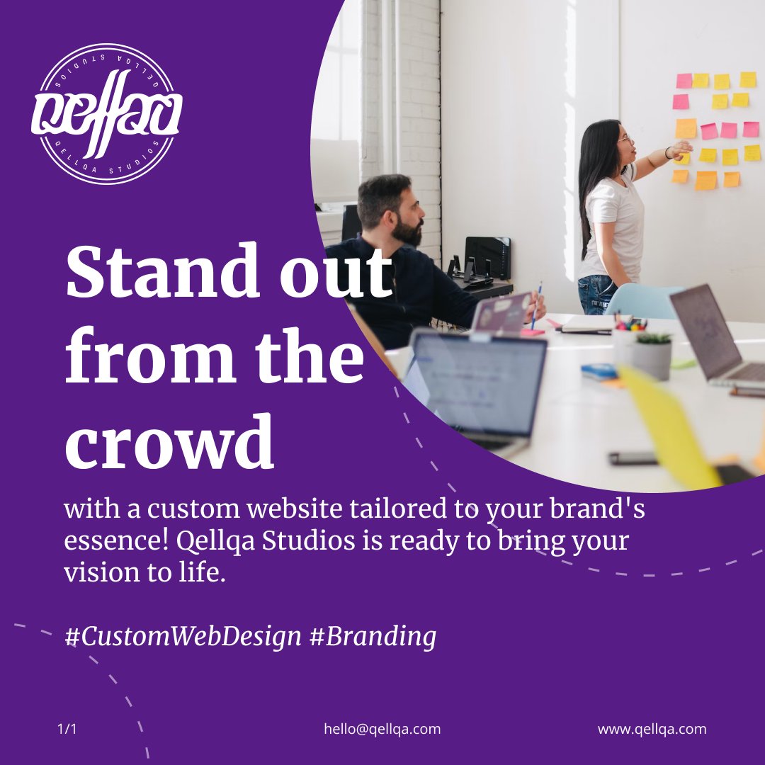 QellqaStudios's tweet photo. Stand out from the crowd with a custom website tailored to your brand's essence! Qellqa Studios is ready to bring your vision to life. #customwebdesign #branding https://t.co/u0Tsp2NDCM
