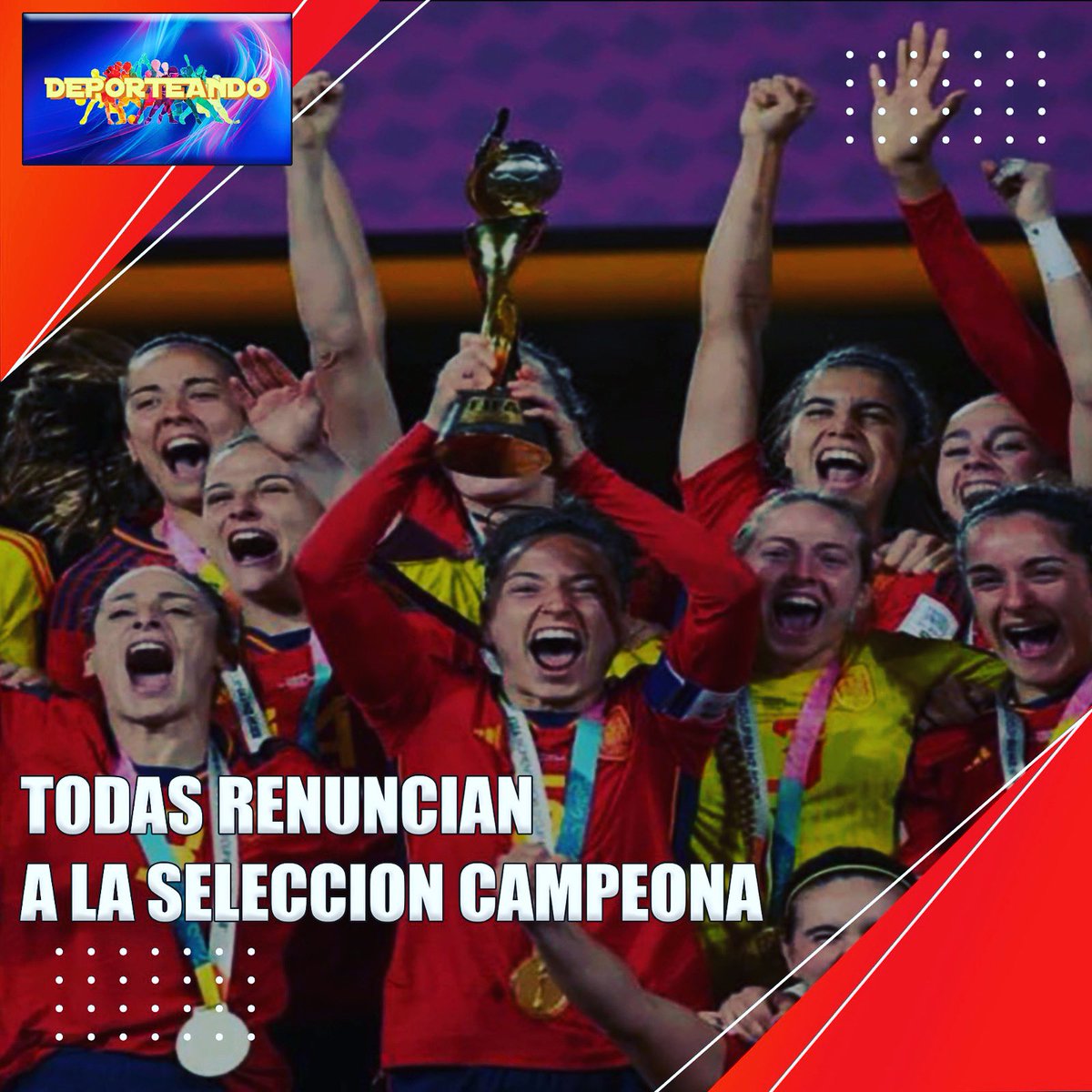 GksMiTele's tweet photo. ⚽️Las futbolistas renuncian a la selección española campeona del mundo tras la continuidad de Rubiales, se acabo 😮… Jenni Hermoso compartió que se retira de la Selección por lo que sus compañeras decidieron unirse tras la declaración de Rubiales al decir no dimito ✅✅#mitele https://t.co/4DZl9vzAob