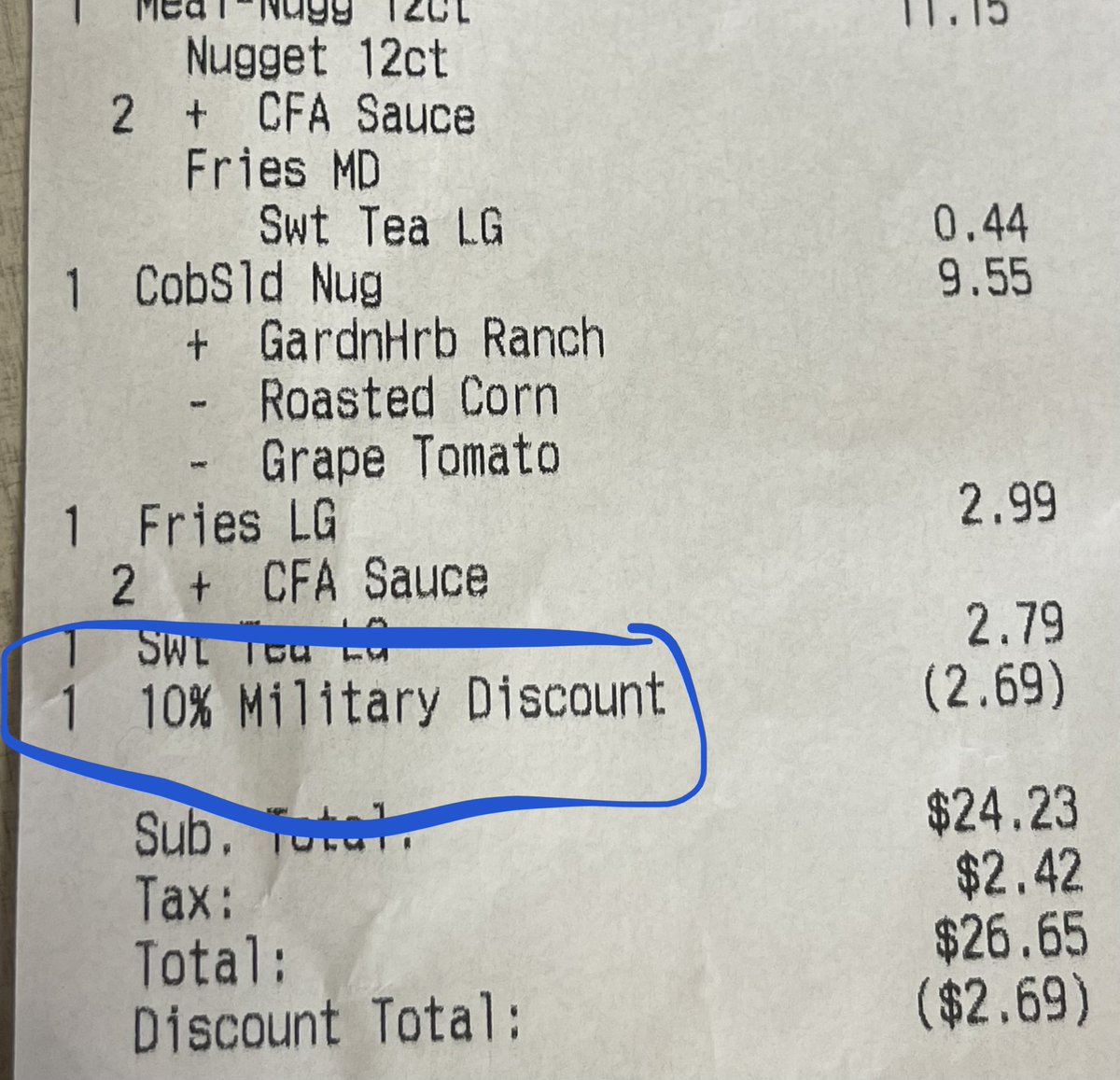 I got military discount at a restaurant wearing this