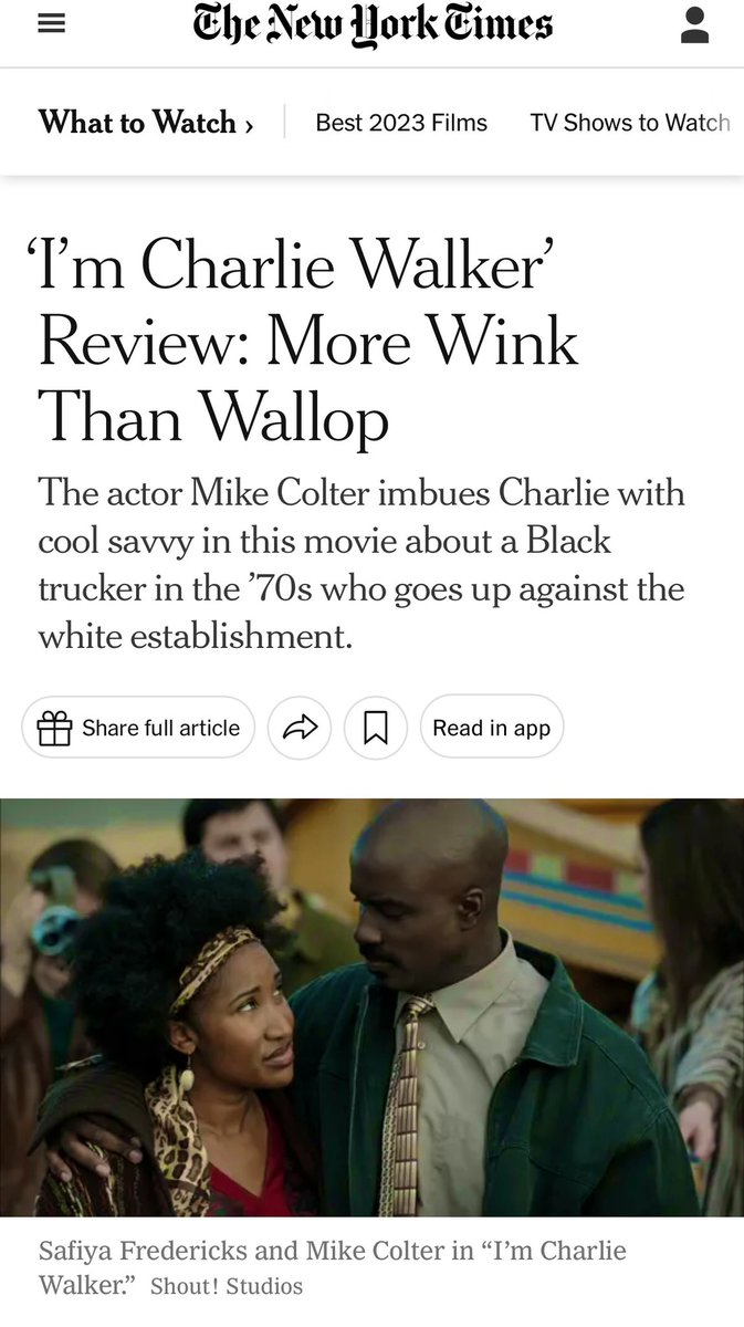 Thanks to the <a href="/nytimes/">The New York Times</a> for the certified FRESH review!! And thank you to <a href="/TheOnlySafiya/">Safiya Fredericks</a> &amp; Mike Colter for their amazing performances.  Link in bio. 
#imcharliewalkerfilm #CharlieWalker #SanfranciscoFilm #Bayviewhunterspoint #filmreview #NYTimes #SanFrancisco #Legend #LukeCage