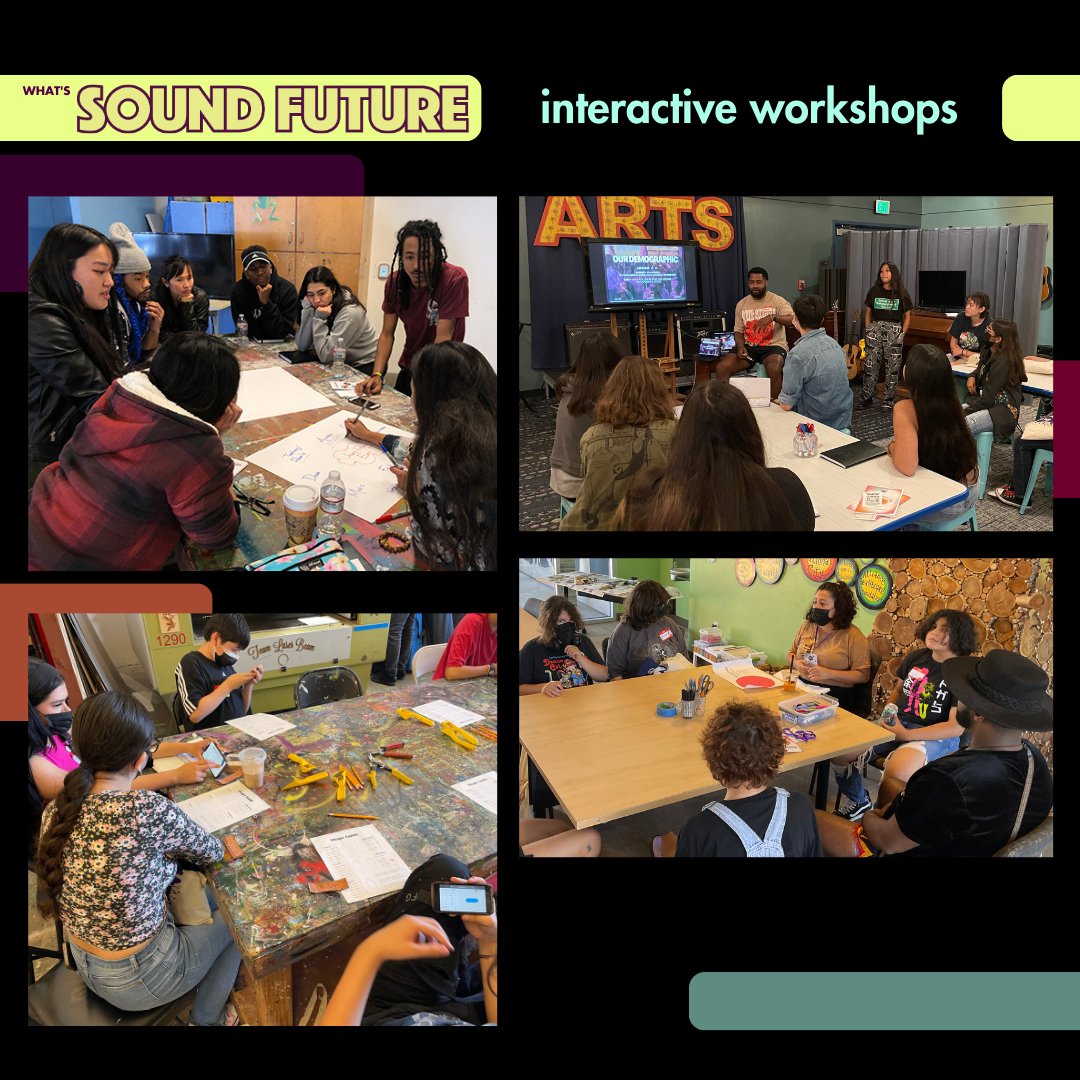 SoundFutureOrg's tweet photo. We do this through community discussion,  performance, and hands-on workshops led by creative workers who look like us and share similar lived experiences of the youth and young adults we want to inspire.

Learn more about us at https://t.co/MtJEF2XuIz! https://t.co/EsV5RJIBiK