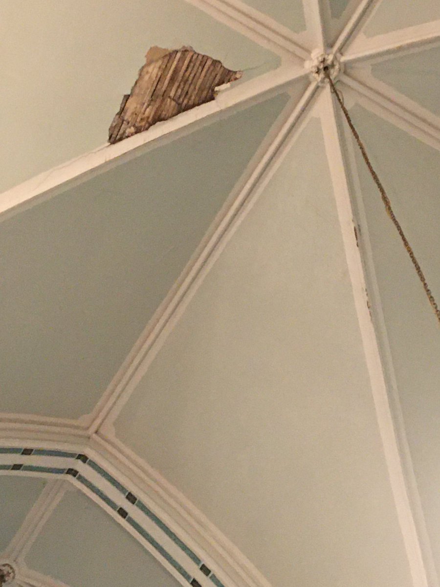 BuffaloPadre's tweet photo. The wedding tomorrow at 2pm of Mike &amp; Paige previously sked ⁦@OLPHOFW⁩ is moved to S Antonio behind City Hall. As yet unrepaired Christmas Storm damage led to a small collapse of some plaster, landed right where the bridal couple would stand THANKS to kind folks at S Anthny https://t.co/aazV50WauQ