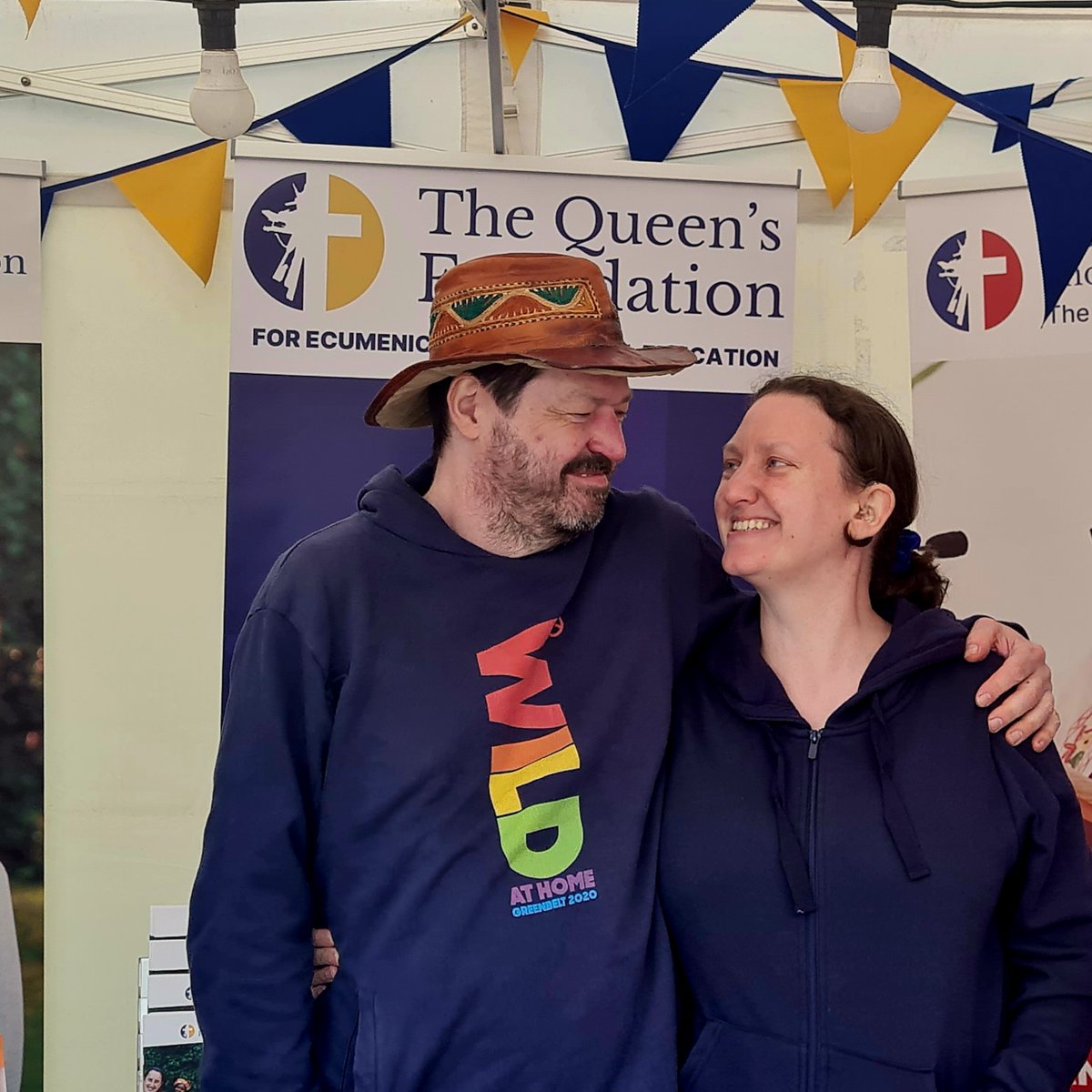 Today on our Greenbelt stand, it was lovely to see former student Debs and her husband on their wedding anniversary. This day, 22 years ago, they celebrated their wedding, on the main stage here at <a href="/greenbelt/">Greenbelt Festival</a> with friends and greenbelters. #queenscommunity #GB50 #GreenbeltTakeway