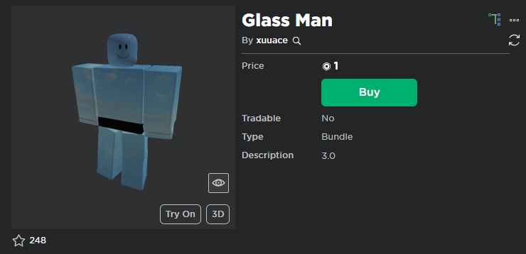 Ping_resalesUGC on X: ( Glass Man ) 1 Robux Link:    / X