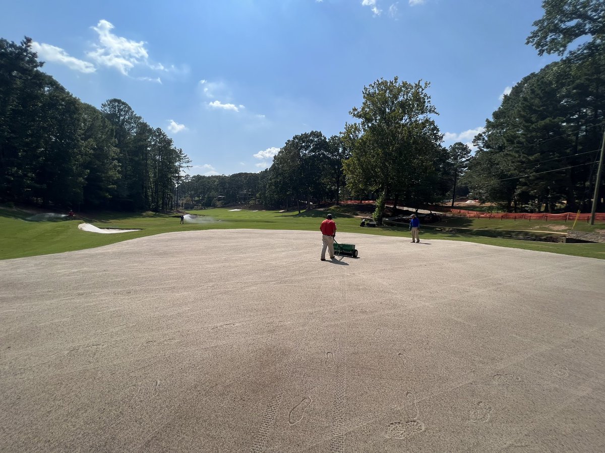 Seeded the last 3 greens this afternoon and it would be fitting to have a sprinkler head issue on final green. As the SEALS would say “Full Benefit.”  We will fix it and be fine!