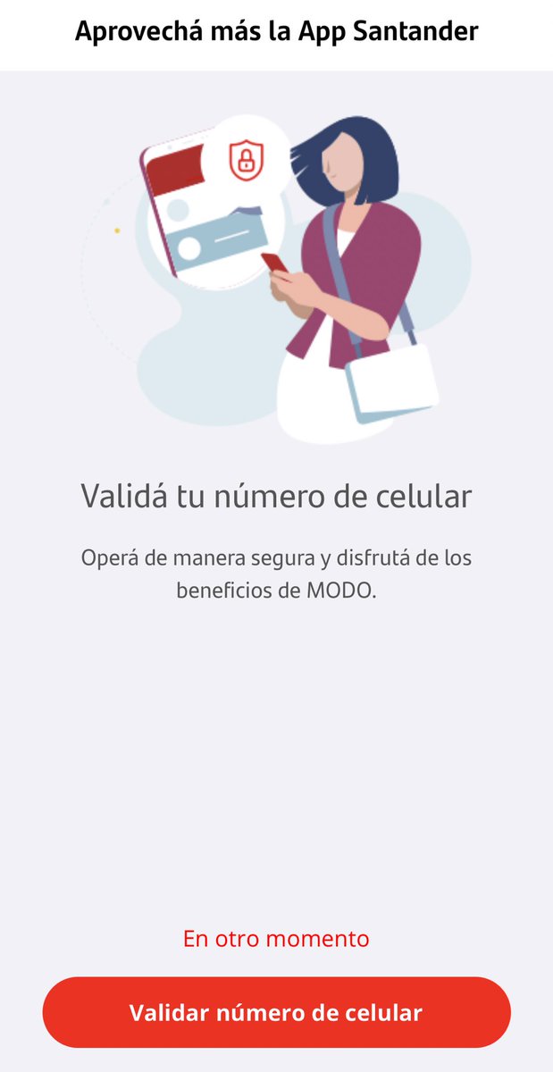 Otra vez con esta estafa los bancos argentinos. 

Engañan con que vas a "validar el celular", algo inofensivo que uno querría hacer pero si le das al botón "Validar" en realidad te estás adhiriendo a MODO y, entre otras cosas, compartiendo tus saldos y movimientos con terceros.
