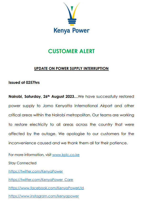 KenyaPower_Care tweet picture