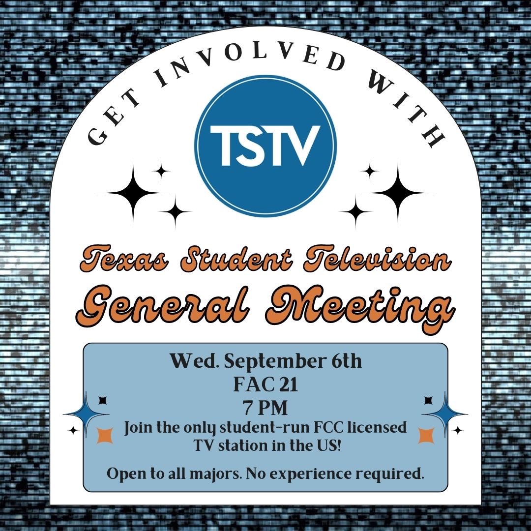 TexasStudentTV's tweet image. IT’S ALMOST TIME !
The TSTV general meeting will be Wednesday, September 6th at 7pm at the Flawn Academic Center (FAC).