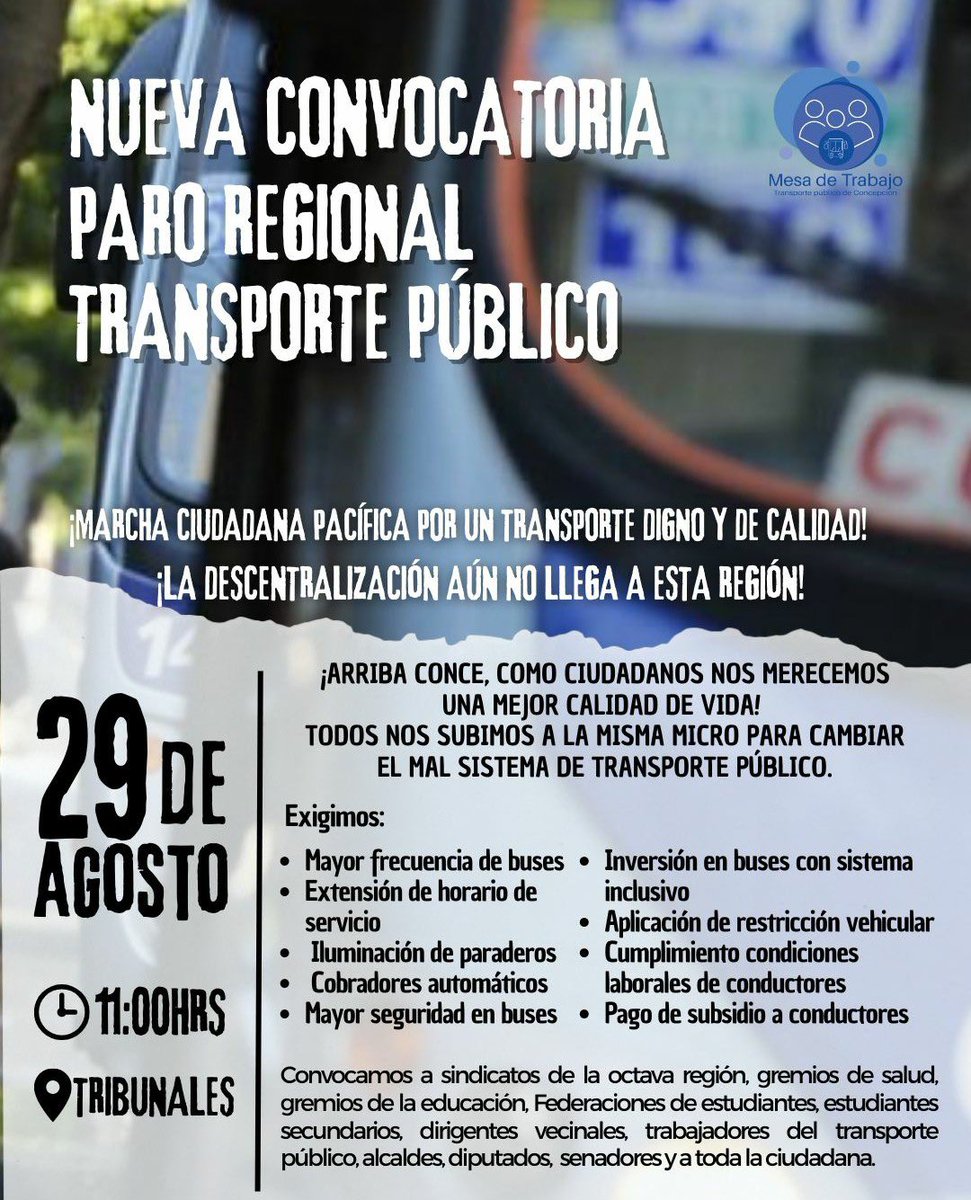 AngeloJara2024's tweet image. #granconcepcion #dignidad#trabajodecente#biobio#oit#parotransporte