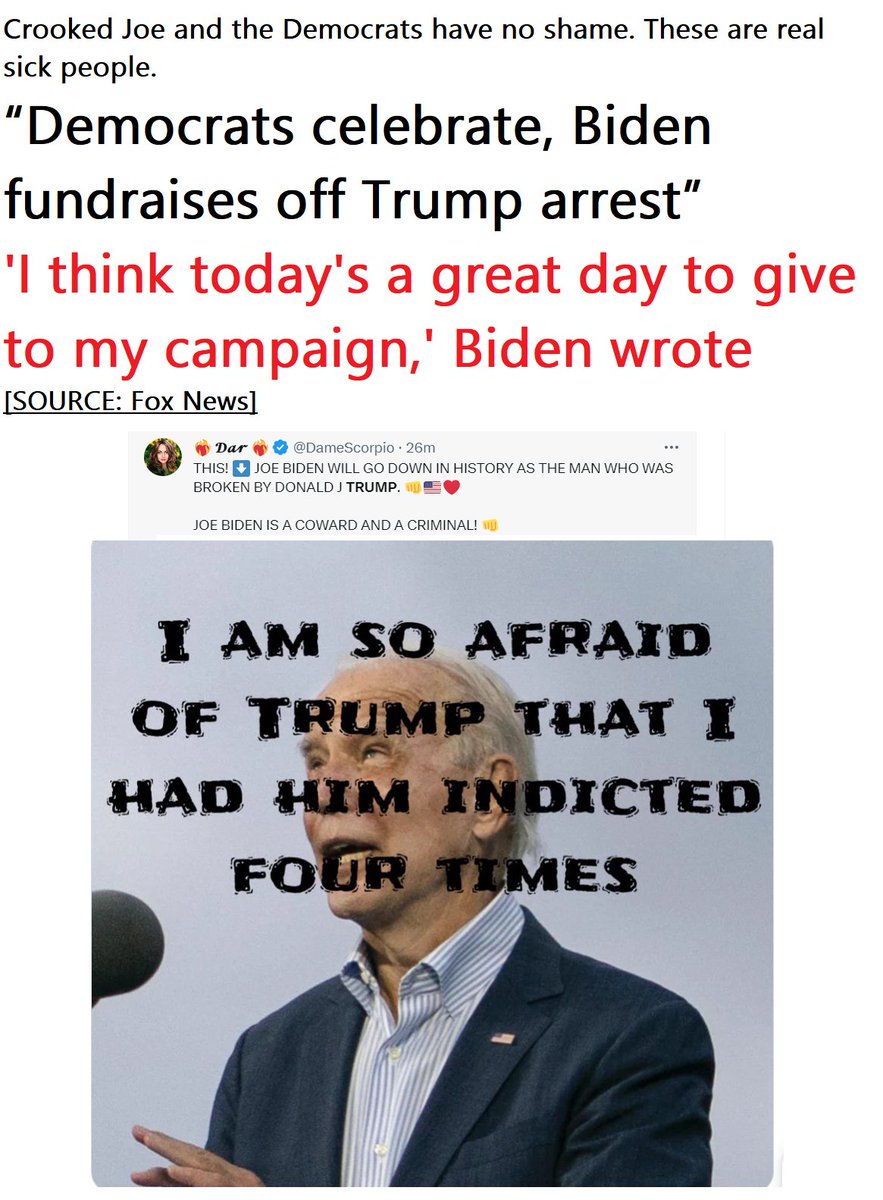 🇺🇸❤️PATRIOT FOLLOW TRAIN❤️🇺🇸 🇺🇸❤️HAPPY RED FRIDAY EVENING !❤️🇺🇸 🇺🇸❤️DROP YOUR HANDLES ❤️🇺🇸 🇺🇸❤️FOLLOW OTHER PATRIOTS❤️🇺🇸 🔥❤️LIKE & RETWEET IFBAP❤️🔥 🇺🇸❤️PRAY FOR TRUMP❤️🇺🇸 “Democrats celebrate, Biden fundraises off Trump arrest” 'I think today's a great day to give to my…