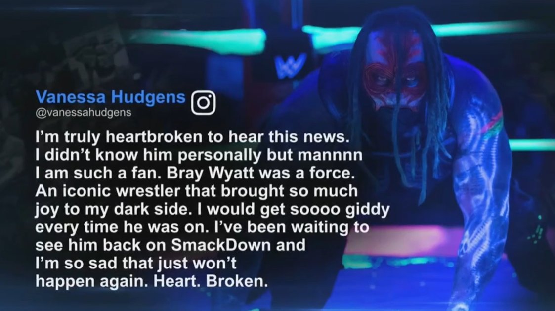 𝐃𝐫𝐚𝐕𝐞𝐧 on X: Vanessa Hudgens shared a few words about Bray Wyatt.  #SmackDown  / X