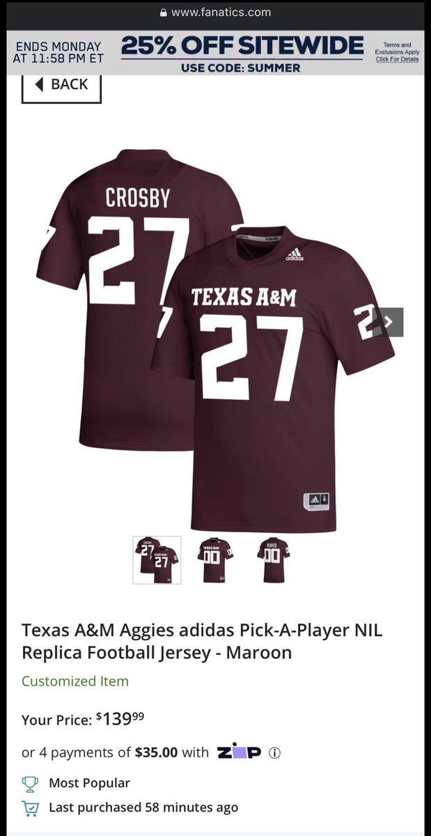 Get Ready for the season, you can now pick up my personalized Adidas jersey @fanatics.com. Gig’em <a href="/TexAgs/">TexAgs</a>