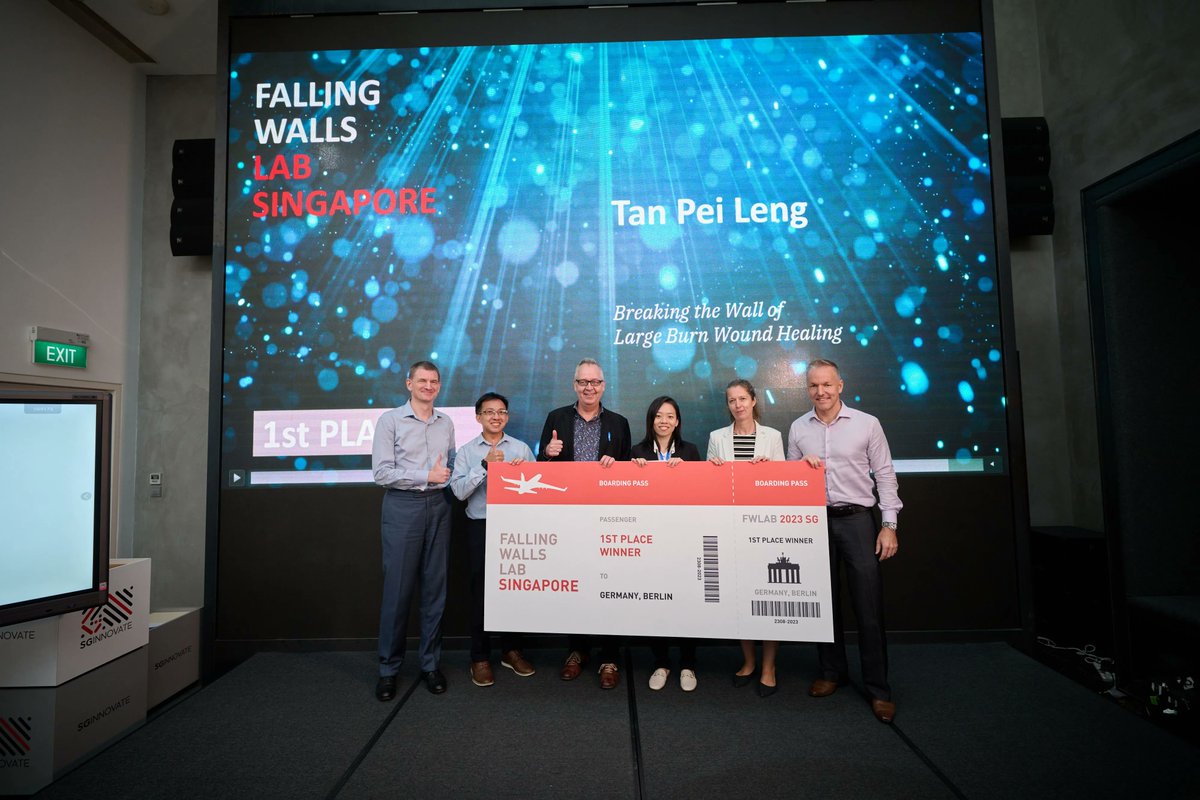 Congratulations to Dr Tan Pei Leng, the winner of Falling Walls Lab Singapore 2023 for an outstanding presentation on her innovative solution for large burn wound healing. Pei Leng was also awarded with the EURAXESS Prize worth 500 Euros. Good luck for the finals in Berlin!