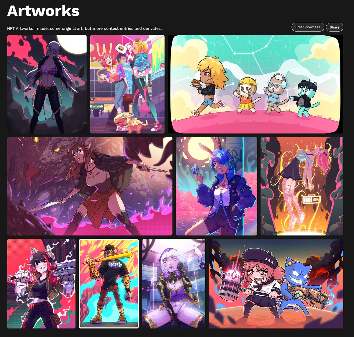 GM and happy weekend!! ✨
haven't checked out <a href="/ethdotco/">Eth.co</a> in a while, they have masonry grid gallery now!! 🙀✨ also, check out my mostly pink/yellow/cyan arts lol 😆