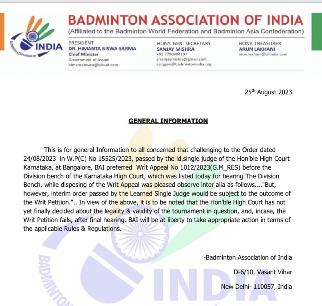 sudunarayan's tweet photo. This is some logic —
Court allows participation of players for 2023 #GPBL. Final hearing after the tournament.
#BAI feels it can act against players for playing this edition if the case is eventually decided in its favour.
Where on earth is retrospective punishment a thing? https://t.co/FcNVpjBNOA