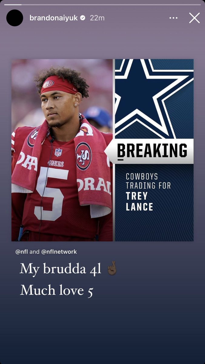 NBCS49ers's tweet image. Deebo and Aiyuk with a message for Trey Lance 🥲

[via @19problemz, brandonaiyuk/ig]