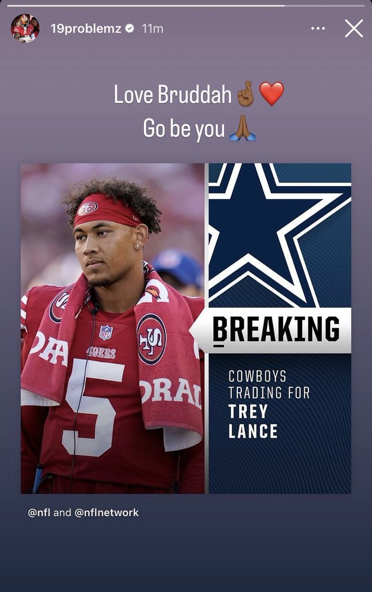 NBCS49ers's tweet image. Deebo and Aiyuk with a message for Trey Lance 🥲

[via @19problemz, brandonaiyuk/ig]