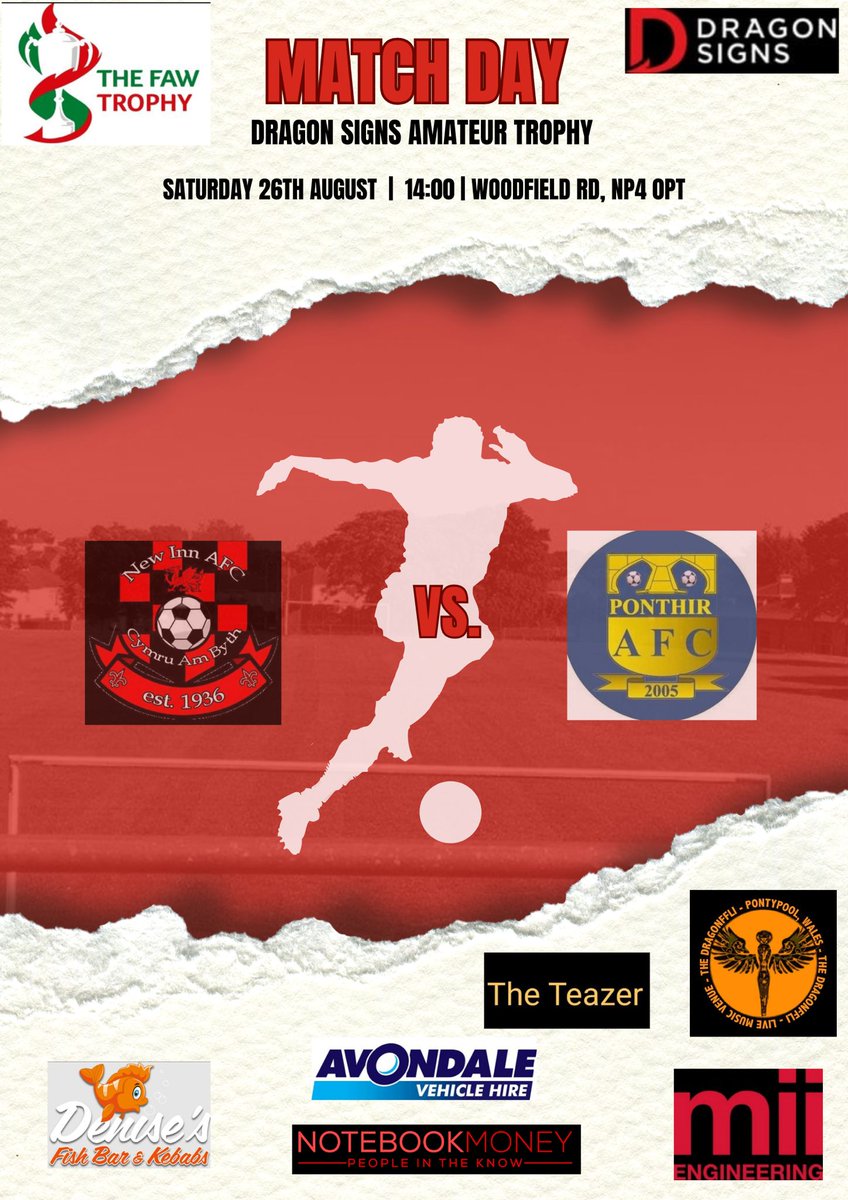 NewInnAFC's tweet photo. FAW Amateur Trophy Round 1……….……….
This afternoon, the First Team welcome @PonthirAFC to Woodfield Road in Round 1 of the FAW Amateur Trophy.
Kick off is 2:00pm and all support would be appreciated by the squad.
#uptheinn
#countdowntokickoff
#torsports https://t.co/rIXlkeDjtx
