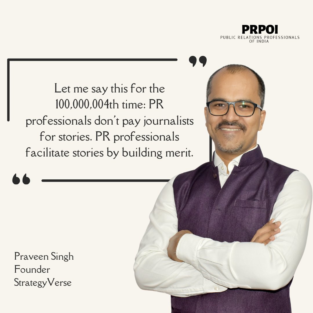prpoi_india's tweet photo. +1
It had to be said !
And Praveen Singh says it so well.
More from him on our Twitter chat below as he drops in some more #truthbombs on PR.
#pr #prindustry #publicrelations #communityengagement #prcommunity #upskill #prpoi #upskillwithprpoi #upskilling
With @Krspraveen https://t.co/hAavhr8nQf