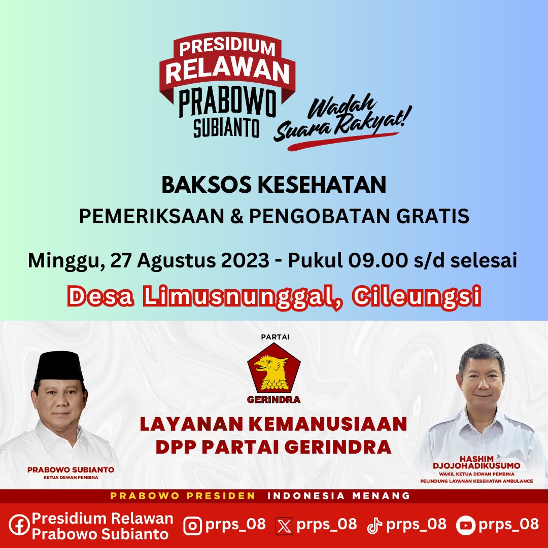 prps_08's tweet photo. Gerak nyata PRPS dalam mensosialisasikan program-program Partai GERINDRA dan Bpk Prabowo kepada masyarakat. 

#prabowopresiden2024 #prabowo #PSD #PrabowoSimbolDamai #gerindra #gerindramenang #prps #prpsmantaPS #presidium #presidiumrelawanPS https://t.co/zg443wRG5z