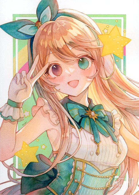 「グリーンポップスター」こちらご依頼で描かせて頂きました!有難うございました～!#watercolor #透明水彩 #アナログ絵 