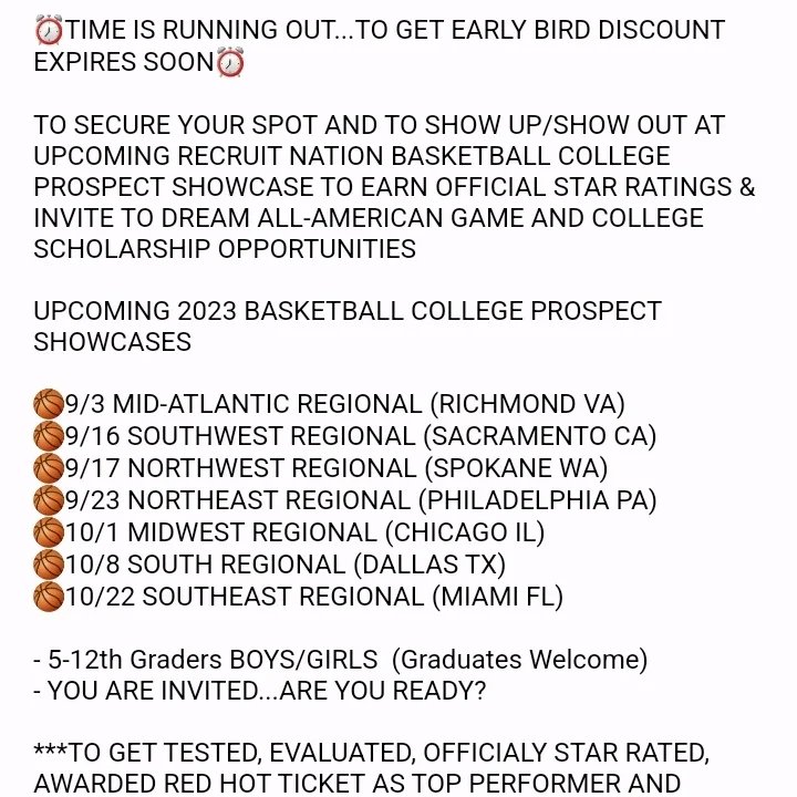 DreamAllStateCA's tweet photo. Sacramento, CA we're running it back baby!! Boys and girls basketball showcase. Go out and compete. Top performers will be invited to our Dream Basketball classic. College coaches will be present. Register at the link below. September 16, see you there!!!
https://t.co/Z5i6gqLTJR https://t.co/tViuMucCeg